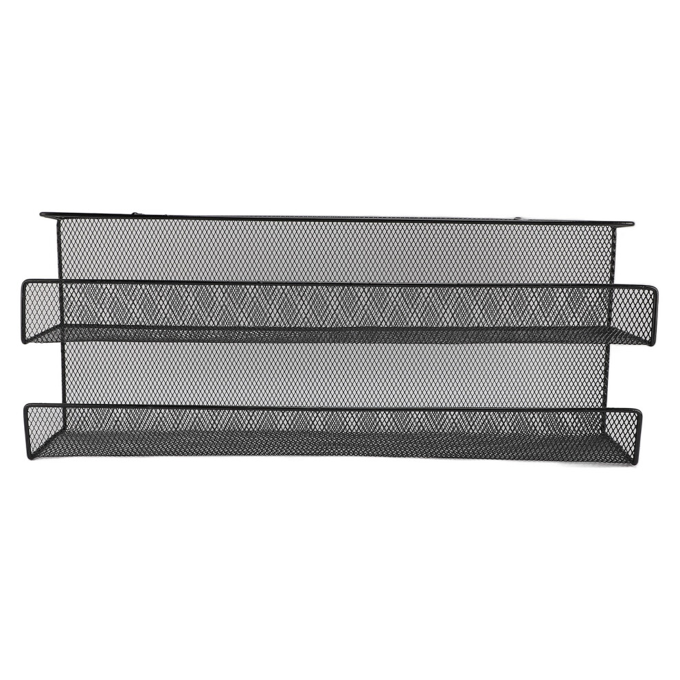 Double Layer Under Desk Storage Basket Iron Power Strip Shelf Black L 6951346407258