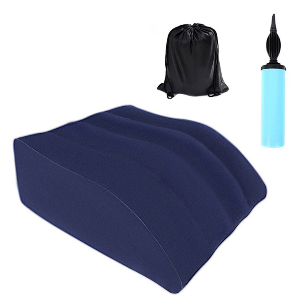 Blue Lightweight Inflatable Leg Support Pillow Pump Included