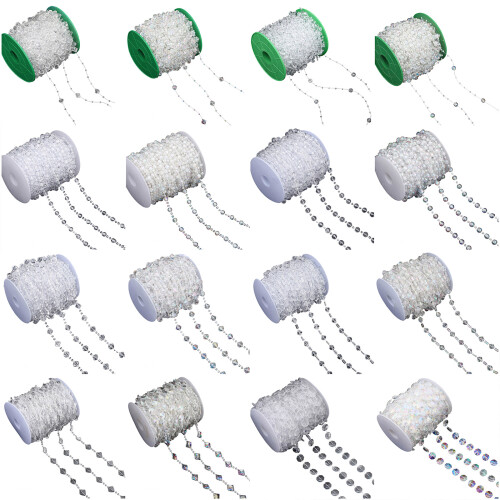 Clear Plastic Beaded Chain Bead String For-Large beads and bead 1