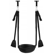 BDSM Door Sex Toys - Adjustable Leather Plush Sex Swing with Handcuffs & Leg Restraints, Black, One Size
