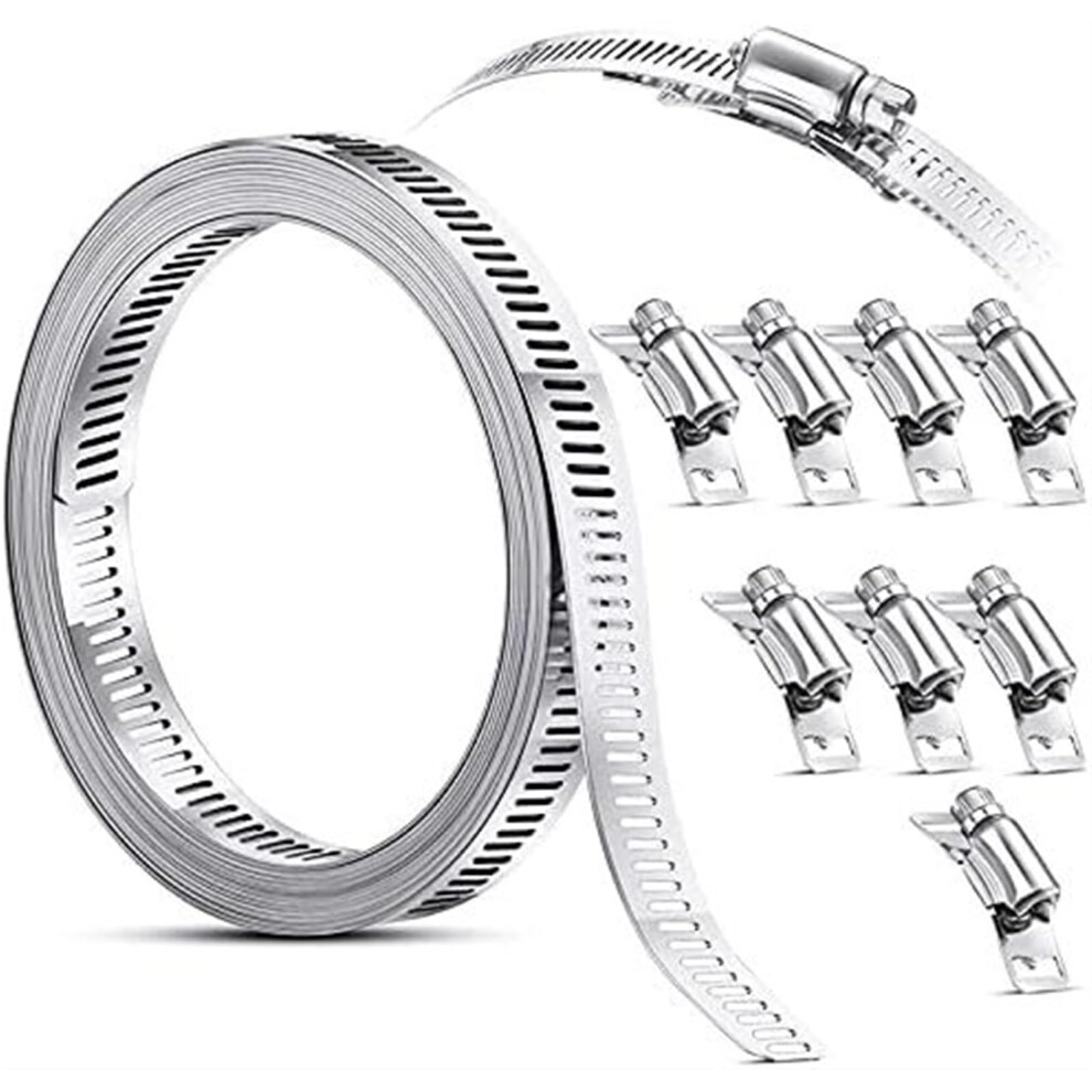 Hose Pipe Clips Stainless Steel Worm Clamps Adjustable Hose Clamp Strap With Fasteners For Diy Pipe Ducting 5M 6038364104168