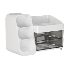 Elegant Desktop Makeup Organizer Transparency Drawers-White