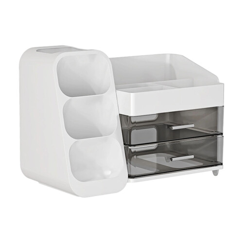 Elegant Desktop Makeup Organizer Transparency Drawers-White