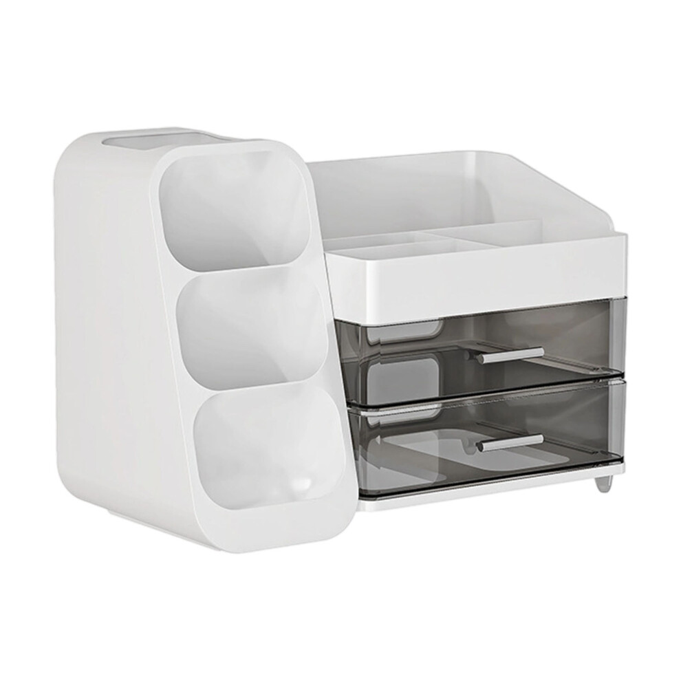 Elegant Desktop Makeup Organizer Transparency Drawers-White