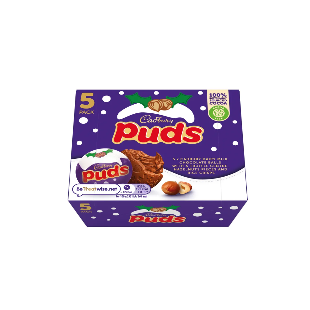 Cadbury Milk Chocolate Puds Box (5 Pack) Christmas Puds