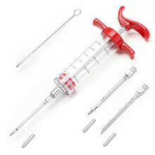 Plastic Meat Injector Syringe Kit 30ml - Marinade Injector for BBQ, Roasts, Grilled Foods, Flavor Infusion and Tenderizing