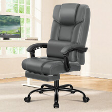 ELFORDSON Office Chair with XL Lumbar Cushion Grey