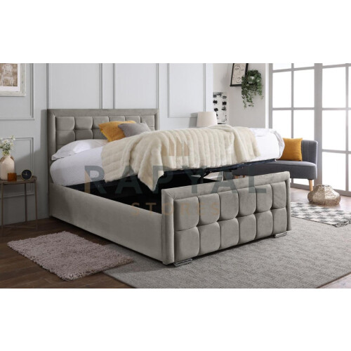 (Small Single, Silver) Cuba Velvet Bedframe with Memory Mattress & Optional Ottoman Storage 2