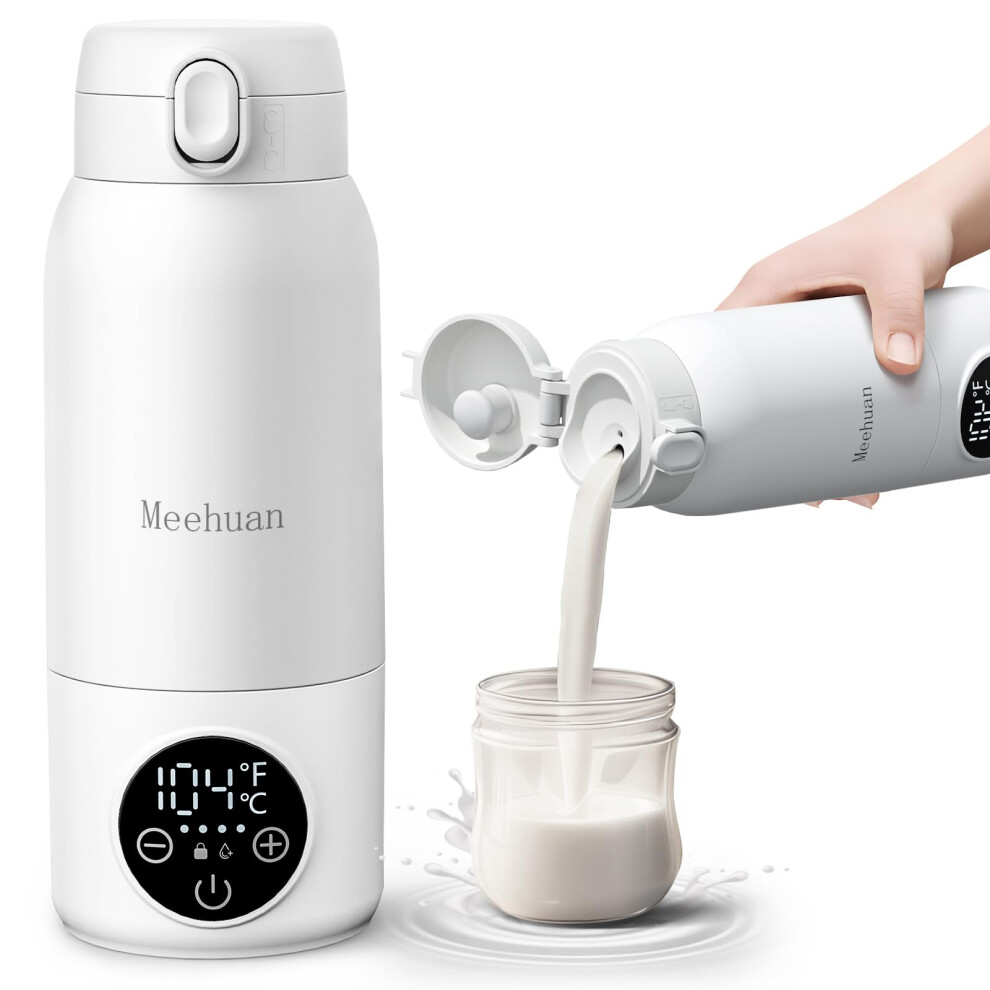 Portable Milk Warmer for Travel, 17 oz Capacity, Fast Heating for Breast Milk and Formula, IPX6 Washable Design for Car and Airplane