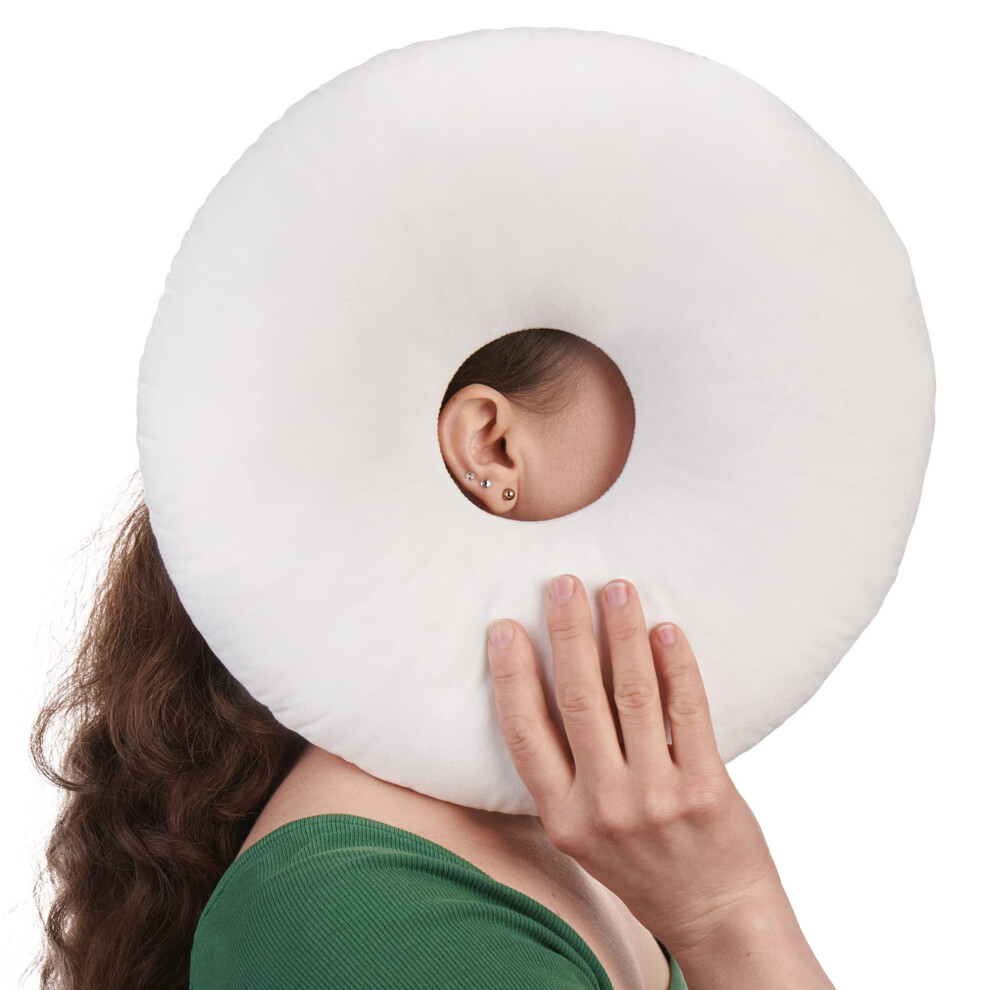 Ear Piercing Pillow for Side Sleepers | Adjustable Donut Cushion with Hole | Pain Relief and Pressure Reduction | White Cushion
