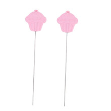 Stainless Steel Cake Tester Set of 2 with Pink Silicone Grip for Muffins, Bread, and Cake Baking Tools