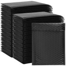 Black Bubble Mailers 80 Pack 18cm x 23cm Waterproof Padded Envelopes Self-Seal Poly Shipping Bags for Mailing and Gift Wrapping