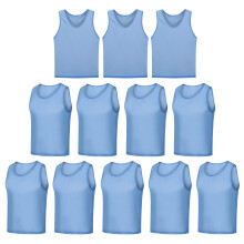 12 Pack Scrimmage Vests Team Training Jerseys Sports Pinnies Practice Jerseys Soccer Bibs Carry Bag M Sky Blue