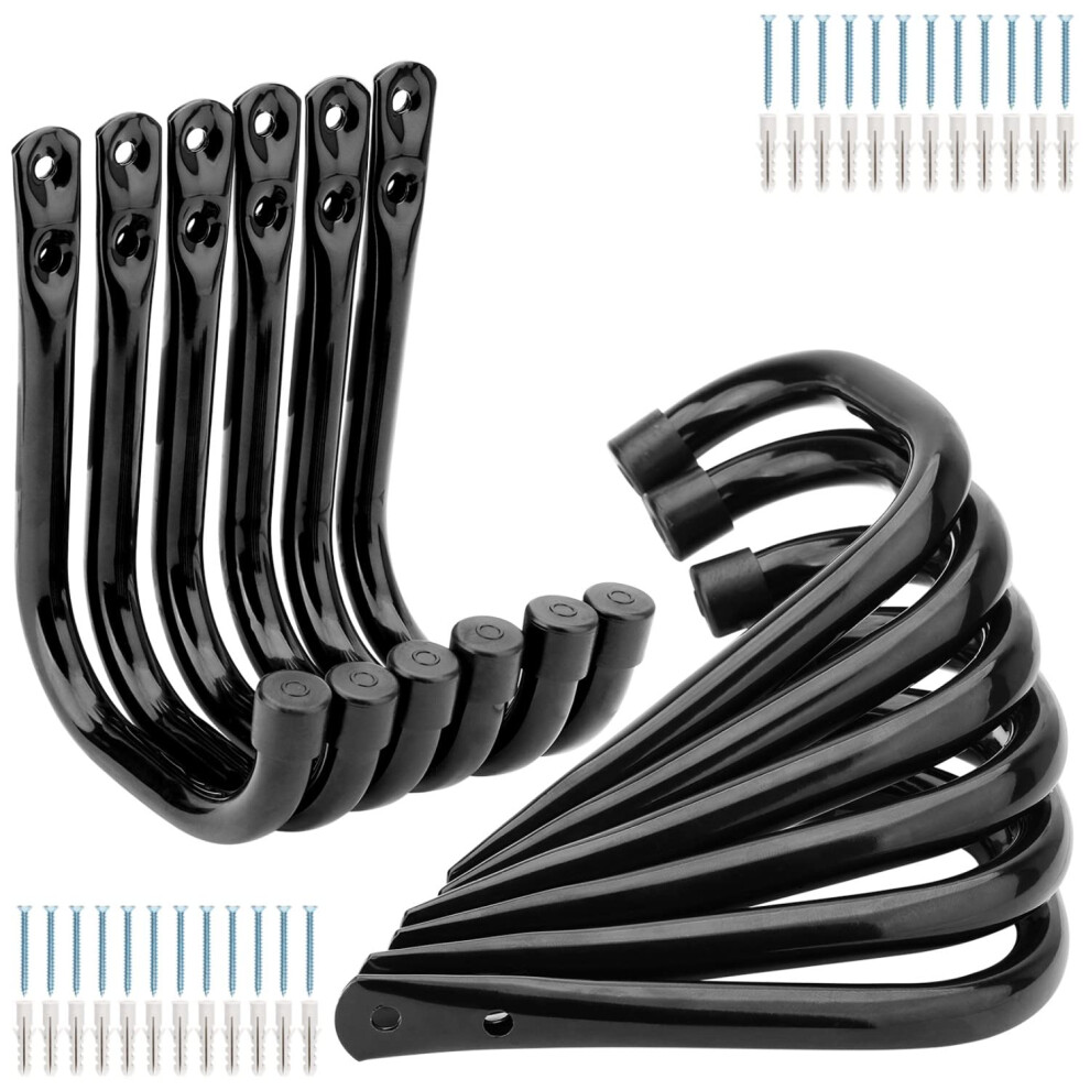 12 Pcs Garage Hooks Heavy Duty J Hooks Steel Utility Hanger Max Load 20Kg For Garden Hose Power Tool Storage 14Cm X 10.6Cm 9084446738155