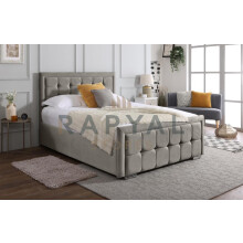 (King, Silver) Cuba Velvet Bedframe with Memory Mattress & Optional Ottoman Storage