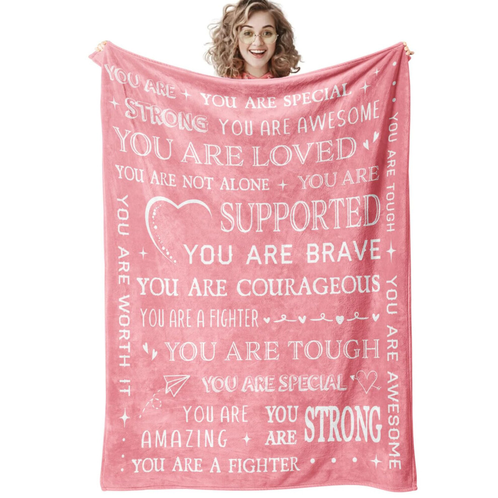 Pink Get Well Soon Blanket 130X150cm, Soft Healing Blanket For Sympathy, Cancer Care, Valentines Day Gifts For Him/Her