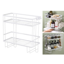 Iron Bad Toilet Organizer with Double Layer Storage Shelf, White, Nail Installation, High Capacity, Practical Design