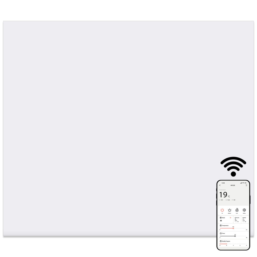 B&Q - Panel Space Heater White 1Kw EcoSmart And Wifi App Slimline Low EnergyWall MountedBathroom Ipx4 - Image 2