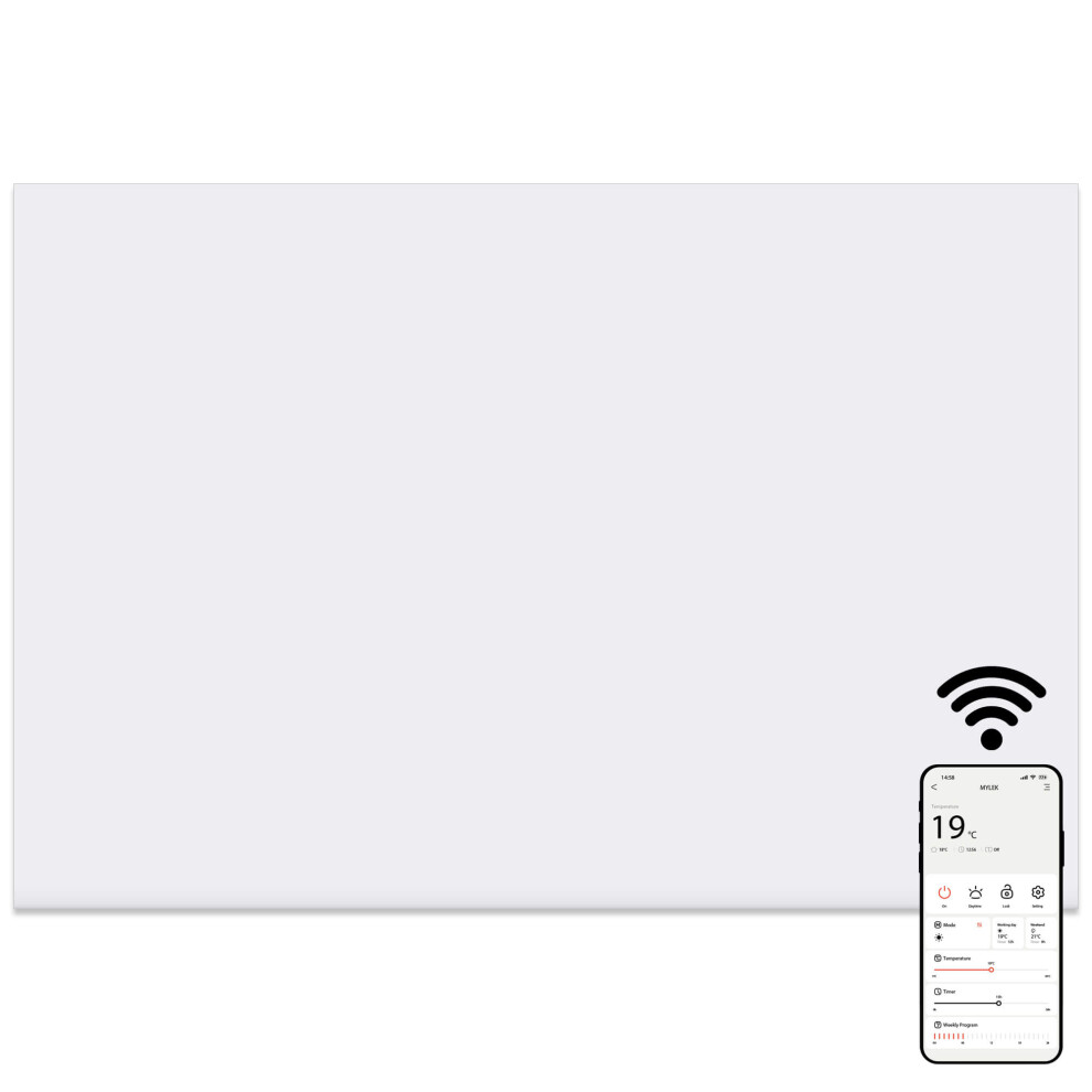 Mylek Unisex White Electric Panel Heater Wifi App Controlled Slimline Ipx4 1.2Kw Size 1 - Image 3