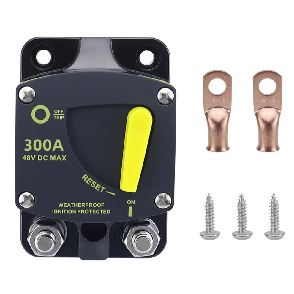 300A Marine Circuit Breaker 12V-48V Waterproof Black 88X58x45mm 8441346416636