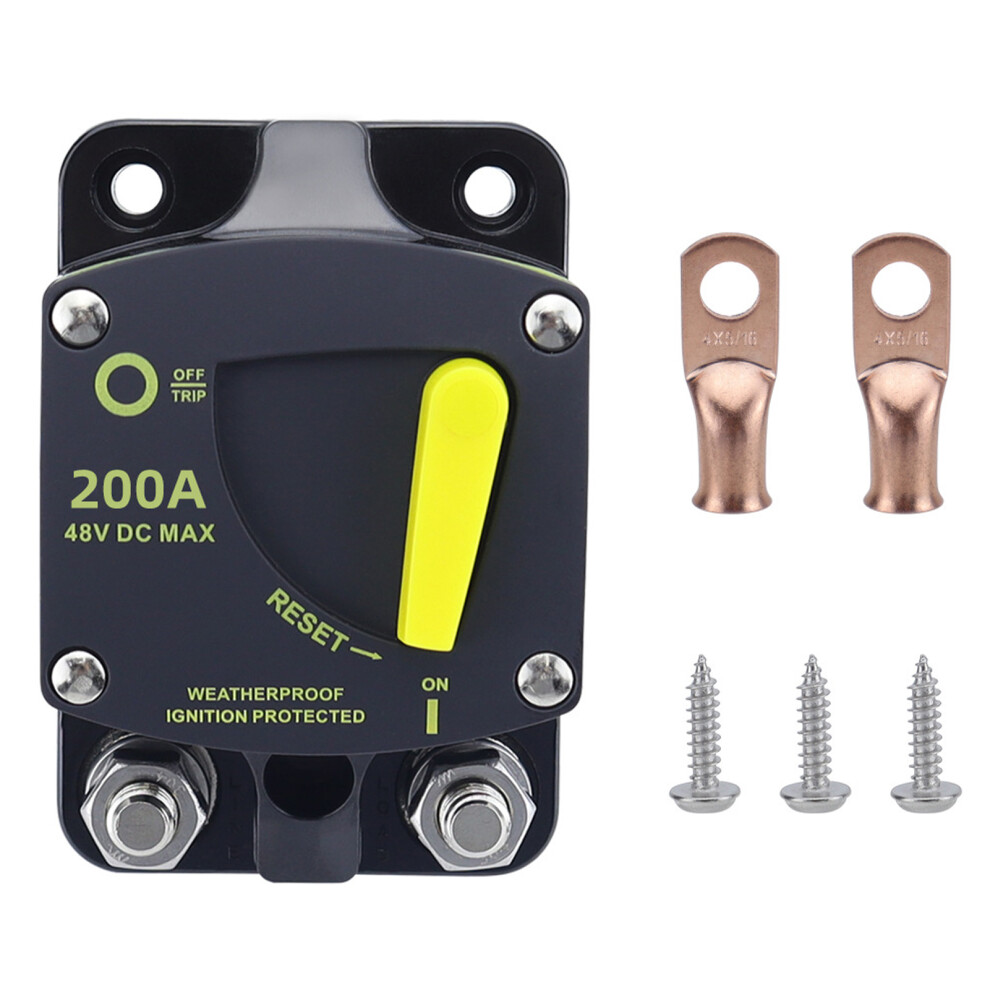 200A Waterproof Marine Circuit Breaker 12V-48V 88Mm Black 8301346416626