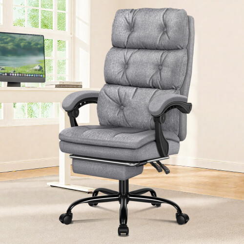 ELFORDSON ELFORDSON Office Chair Executive Computer Fabric Work Seat Gaming Grey