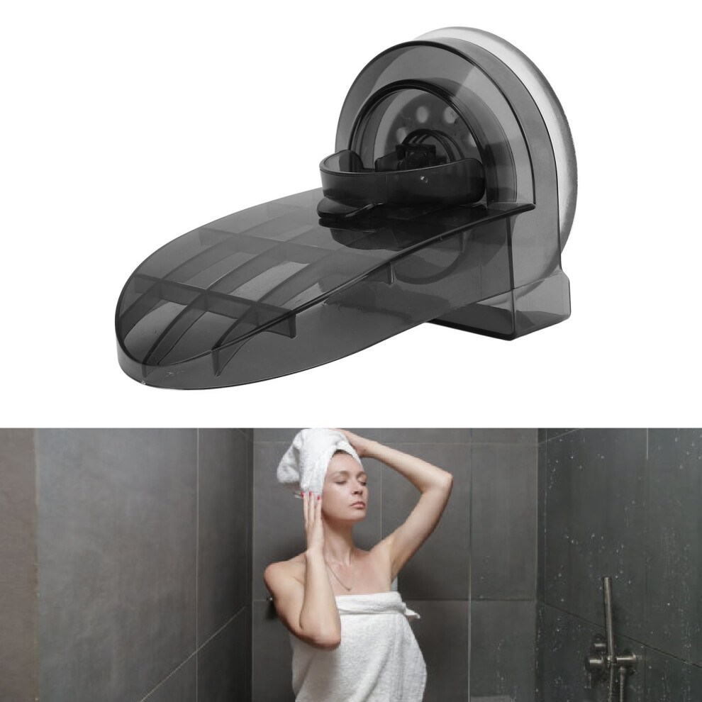 Black Non-Slip Shower Foot Rest With Suction Cup, Clear & Abs Material