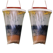 2pcs Disposable Fly Trap Bags, Large Capacity Hanging Fly Catchers for Outdoor Garden, Farm & Horse Barn Non-Toxic Control