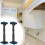 (Single Blue) Expandable Cabinet Support Rack - Adjustable Under-Sink Bracket, Bathroom Vanity Lift with Dual Outlet Roller Support 3