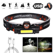 (A) Compact Hands-Free Headlamp For Running USB Rechargeable Long-Lasting Power. for Outdoor-Adventure