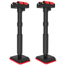 (Red) Expandable Cabinet Support Rack - Adjustable Under-Sink Bracket, Bathroom Vanity Lift with Dual Outlet Roller Support