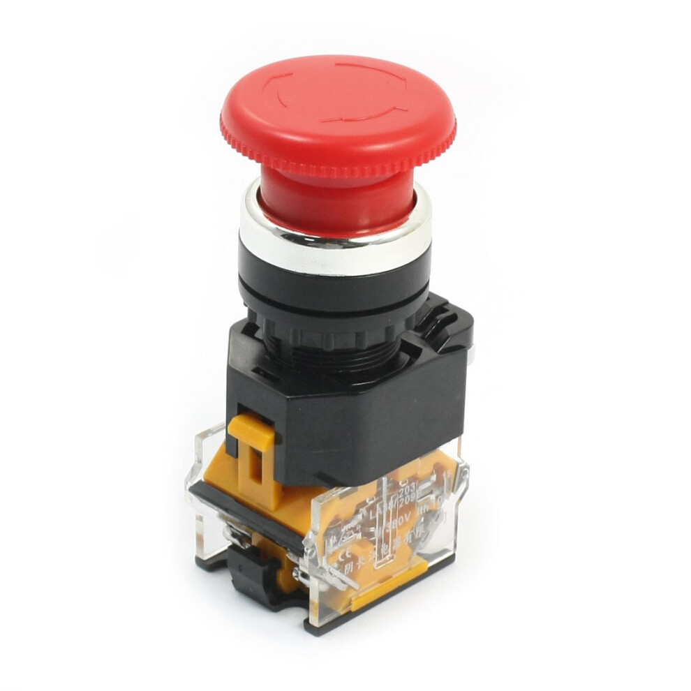 Ac 380V 10A Red Mushroomhead Momentary Emergency Selector Locking Pushbutton Switch 1No 1Nc Dpst 22Mm Panel Cutout 6447073434334