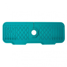 (Blackish Green) Silicone Faucet Mat for Kitchen Sink Cuttable Slope Splashproof Faucet Drain Pad Splash-Guard Draining Pad for Bathroom