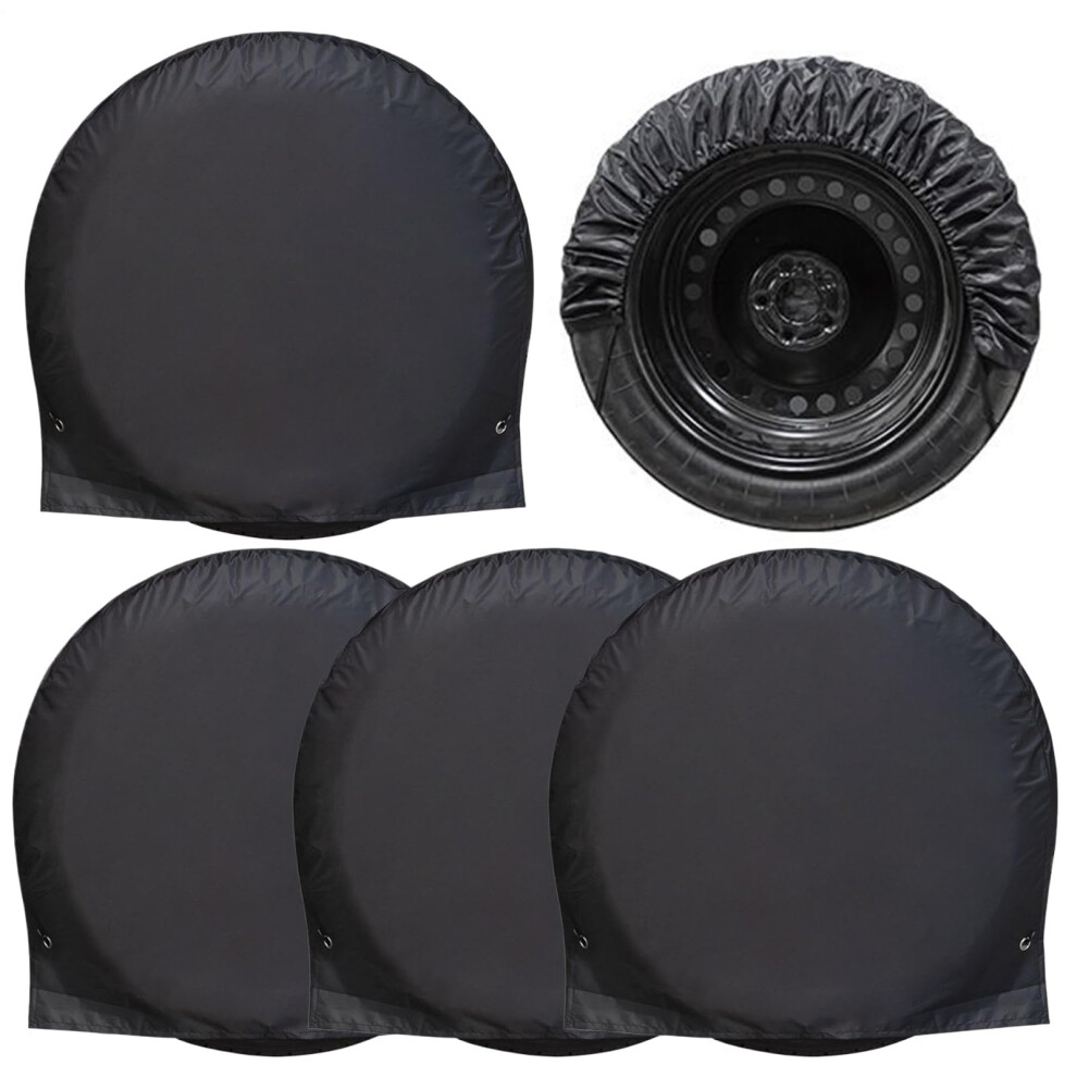 Tire Covers For Car 4X Wheel Covers For Trailer Tires 27-29 Inches With Elastic Straps For Rv Truck Roadside Parking Silver 6447073434402
