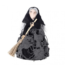 (Black) Witch Tree Topper Decoration Sweet Style Witch Collectible Statue for Living Room