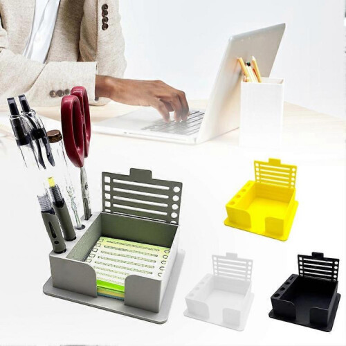 (White) Stickys Note Holder with Stencil Convenient Space Saving for Home/Office 2