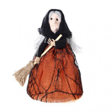 (Orange) Witch Tree Topper Decoration Sweet Style Witch Collectible Statue for Living Room