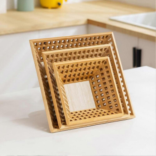 (S) Hollow Woven Basket Easy to Clean for Kitchen Restaurant 2