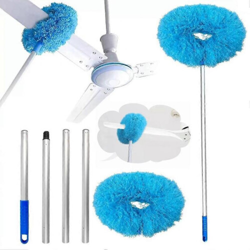 (Blue) Ceiling Fan Blade Cleaner with Extension Pole - Reusable Microfiber Duster, Removable and Easy to Clean 1