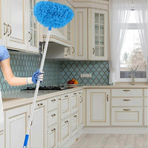 (Grey) Ceiling Fan Blade Cleaner with Extension Pole - Reusable Microfiber Duster, Removable and Easy to Clean 2