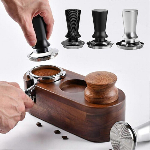 (53mm Thread, Silver) Professional Polished Coffee Tamper with Flat Base Stainless Steel Flat Base Tamping Tool Great Present Idea 1
