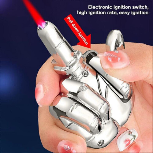 (Silver) Windproof Refillable Gag Lighter For Adults with Hilarious Sound Office Prank Tool 2