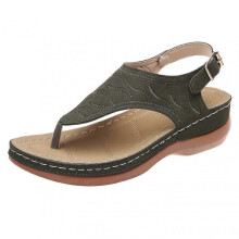 (35, Army Green) Women's Orthotic Sandals Summer Toe Separator PU Leather Non-Slip Flip Flops