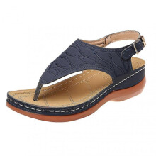 (38, Dark Blue) Women's Orthotic Sandals Summer Toe Separator PU Leather Non-Slip Flip Flops