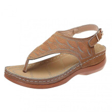 (38, Brown) Women's Orthotic Sandals Summer Toe Separator PU Leather Non-Slip Flip Flops