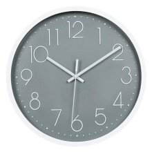 Wall Clock 12 Inch Silent Non Ticking Arabic Numerals Round Decorative Clock for Living Room Bedroom Kitchen Grey