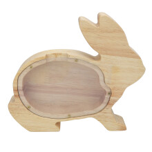 Cute Wooden Animal Coin Bank for Boys Girls Adults Rabbit 200ml Capacity