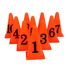 10pcs Orange Football Marker Cones for Soccer Training - Durable Plastic Sports Sign Buckets for Coaching Drills