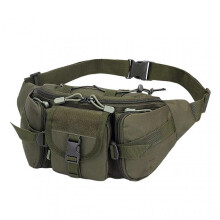 (Military Green) Multifunctional Hiking Chest Bag Water-Resistant Anti-Splash Outdoor Belt Bag for Travel