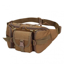 (Khaki) Multifunctional Hiking Chest Bag Water-Resistant Anti-Splash Outdoor Belt Bag for Travel